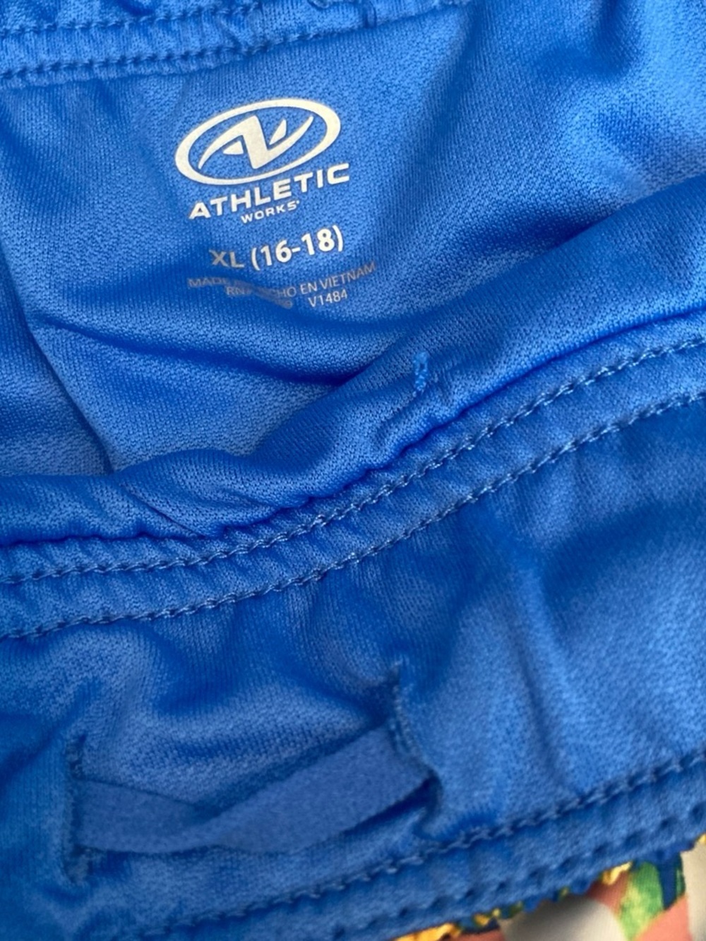 Athletic Works Blue Tropical Leaf Athletic Shorts - Picture 4 of 4